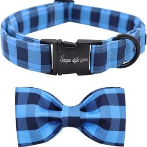 Unique Style Paws plaid bow collar